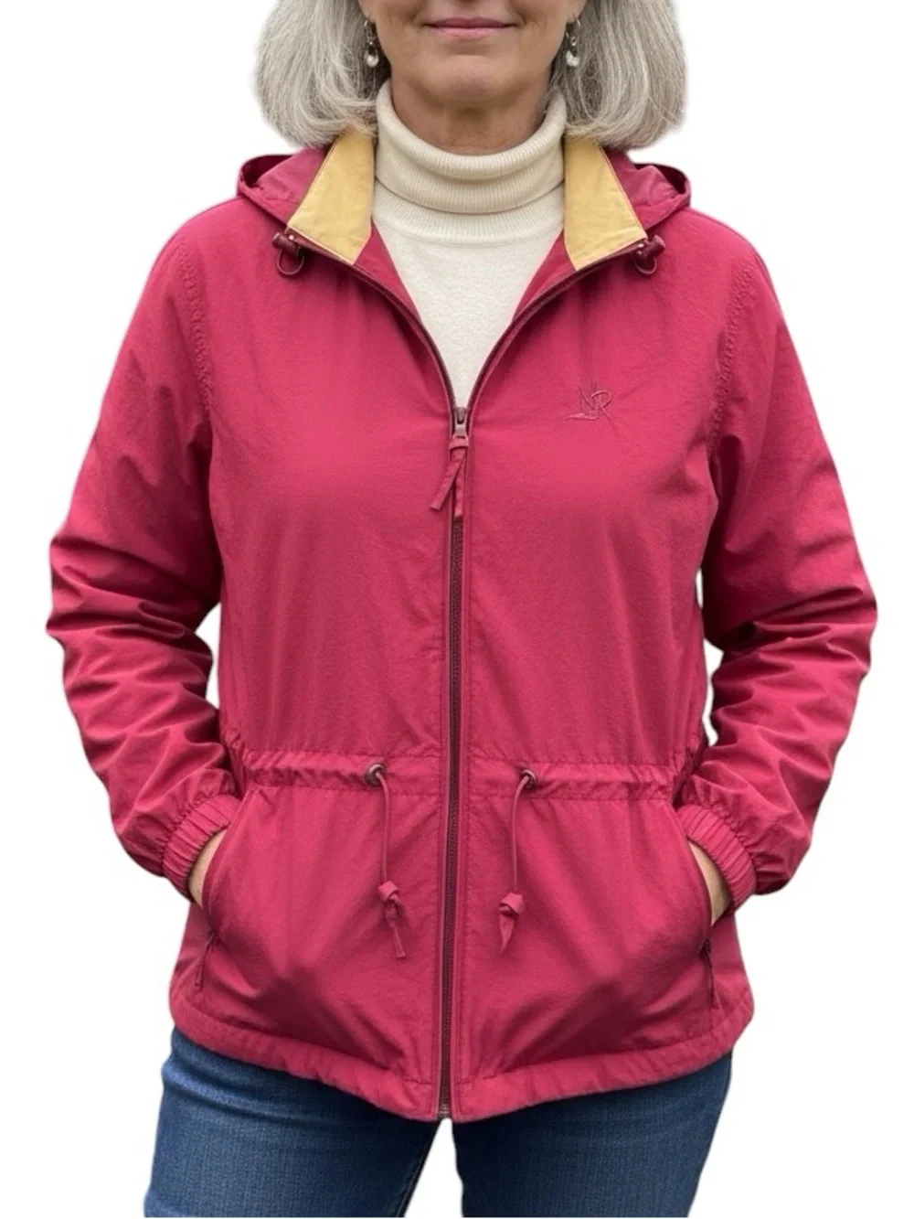 Women's Raspberry Hooded Windbreaker Jacket - Picture 1 of 15